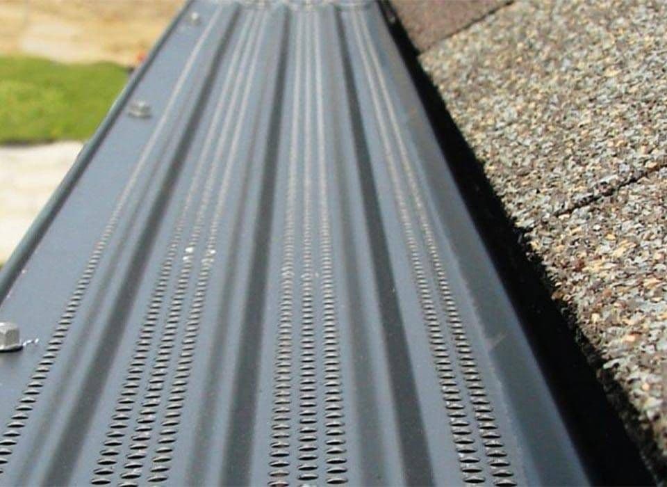 A close-up of new gutter guards.